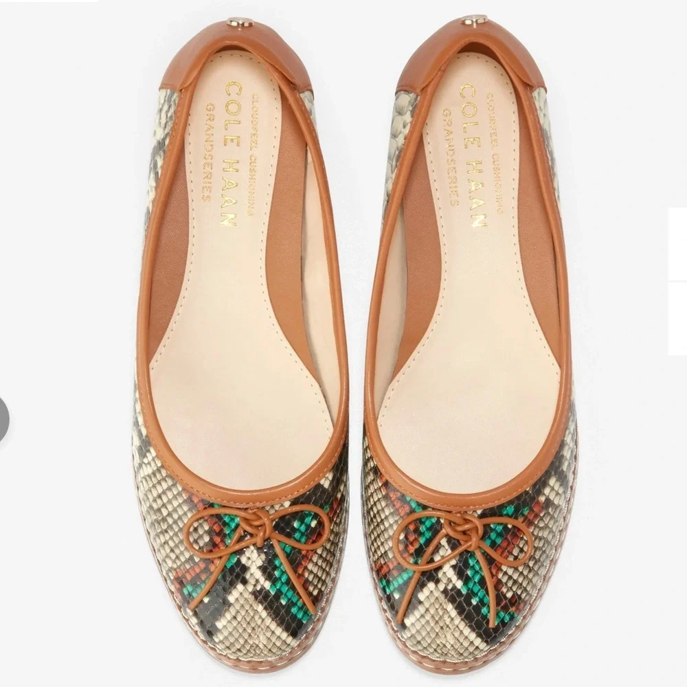 Cole Haan Cloud All Day Snake Print Ballet Flats loafers leather size 10 NEW